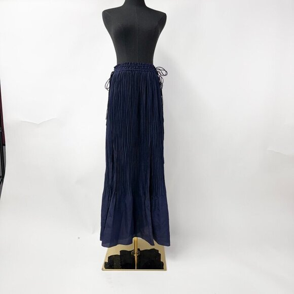 CLUB MONACO SILKY PLEATED SKIRT WITH SIDE SLIT AND ADJUSTABLE STRING - Picture 3 of 7